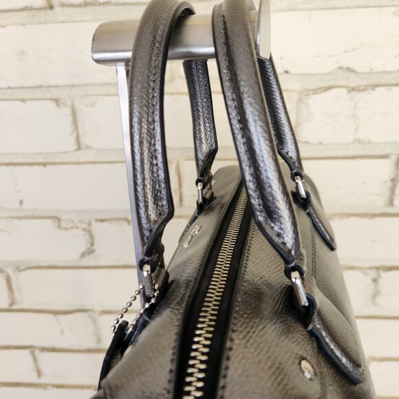 Like New Coach Mini Bennett Silver Metallic Leather Shoulder Bag Purse - Picture 8 of 14